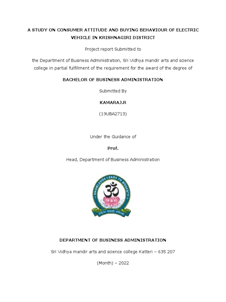 Kamaraj Final Project 01 | PDF | Finance & Money Management