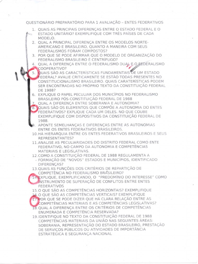 Questionário Do Professor - Entes Federativos | PDF