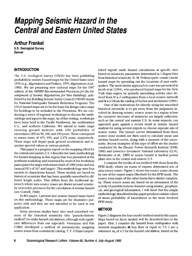 (Frankel, 1995) Mapping Seismic Hazard in The Central and Eastern ...