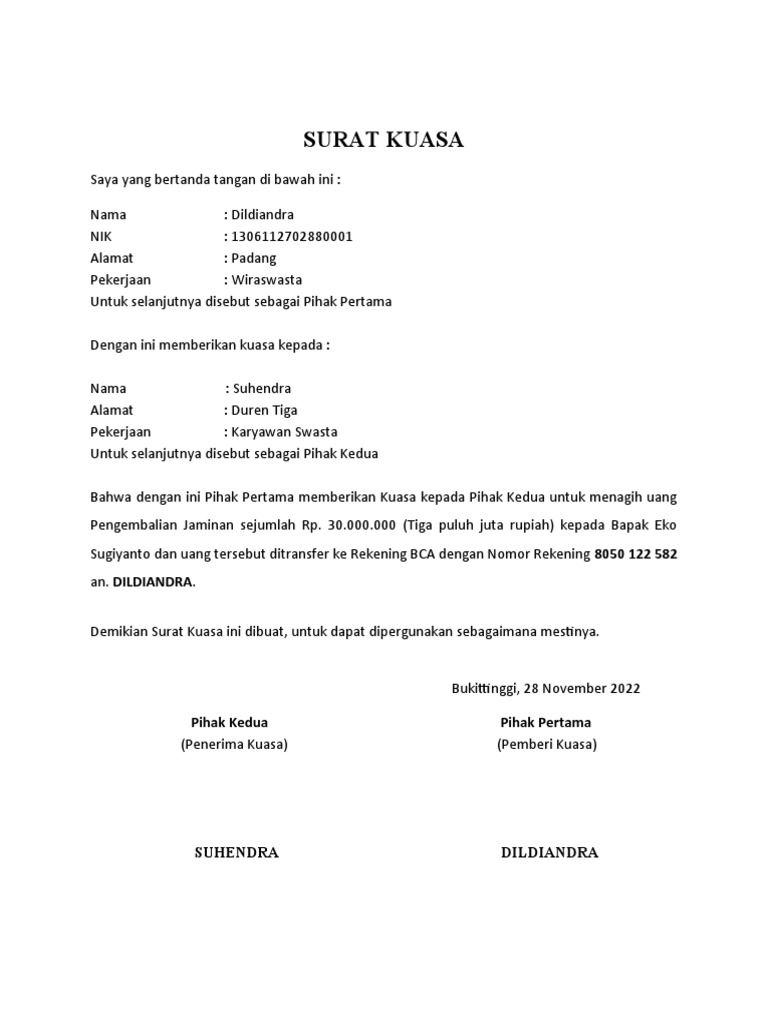 Surat Kuasa Form | PDF