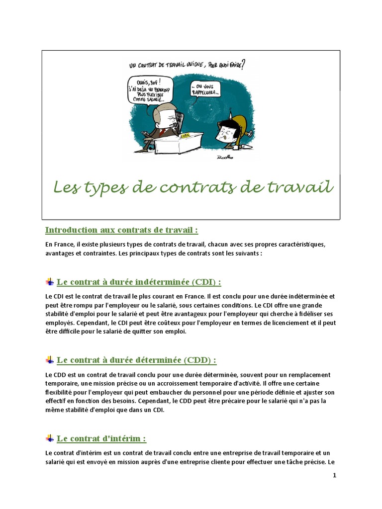 Cours Le Contrat de Travail Et Exo + Correction | PDF