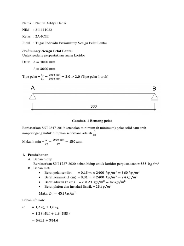 (Contoh) Desain Pelat Lantai 1 Arah | PDF