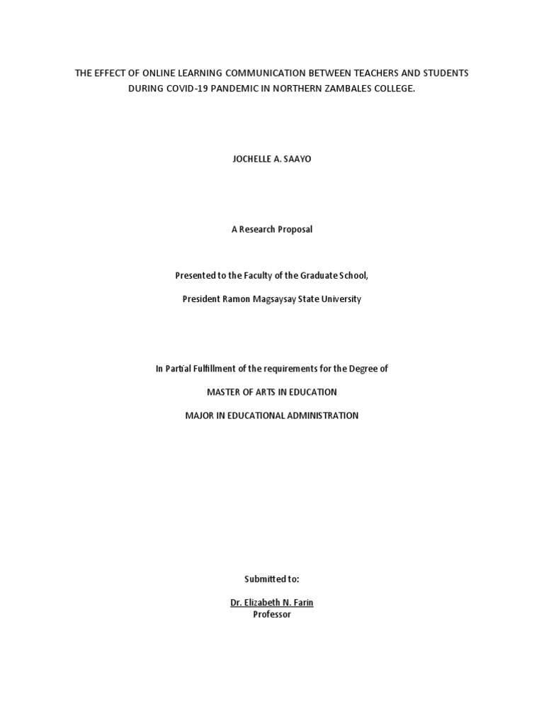 Research Proposal In Research Methodology PDF Educational
