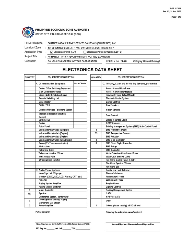 Susd 2022-003 Electronics Data Sheet | PDF