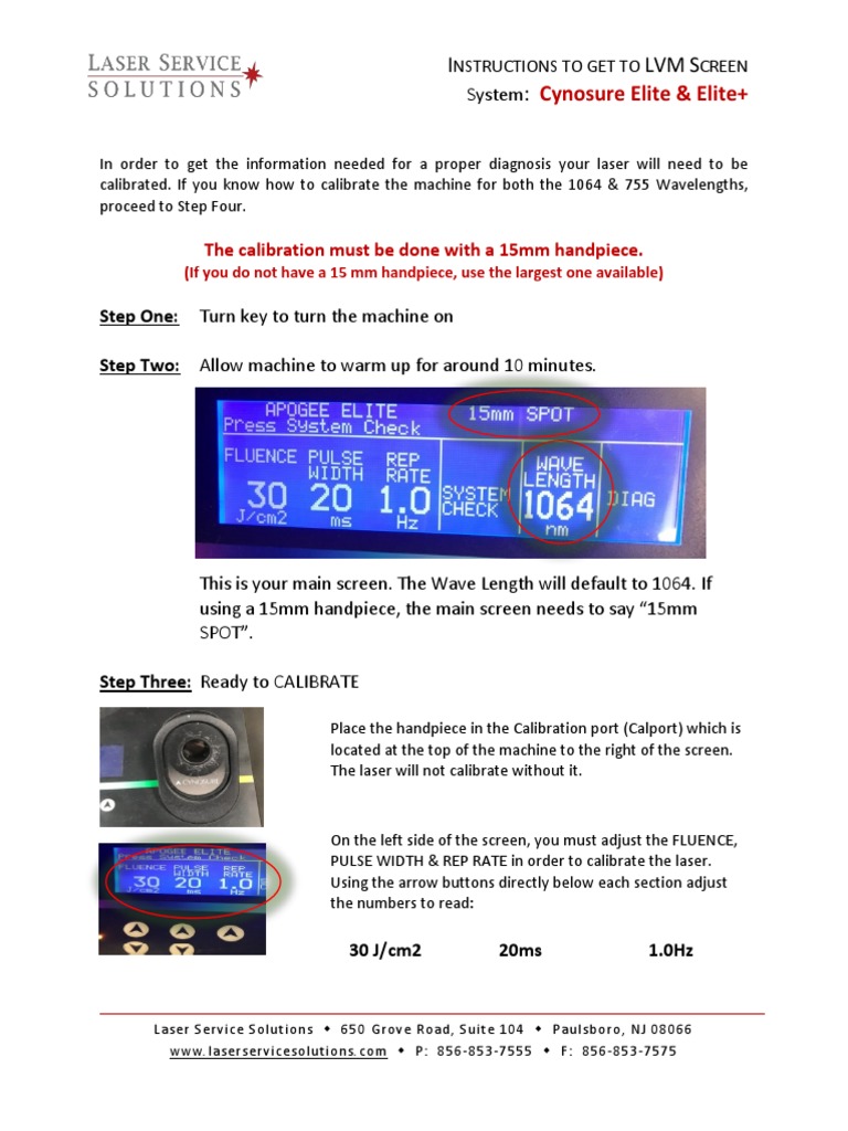 Cynosure Elite Calibration PDF