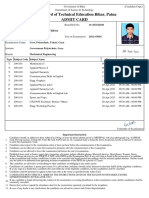 Bihar Polytechnic Admit Card for Mechanical Engineering Semester 1 Exams