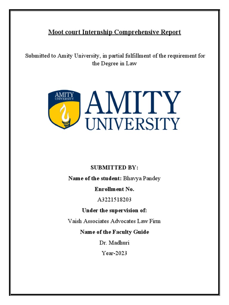 Comprehensive Report of Amity University For Law Students | PDF ...