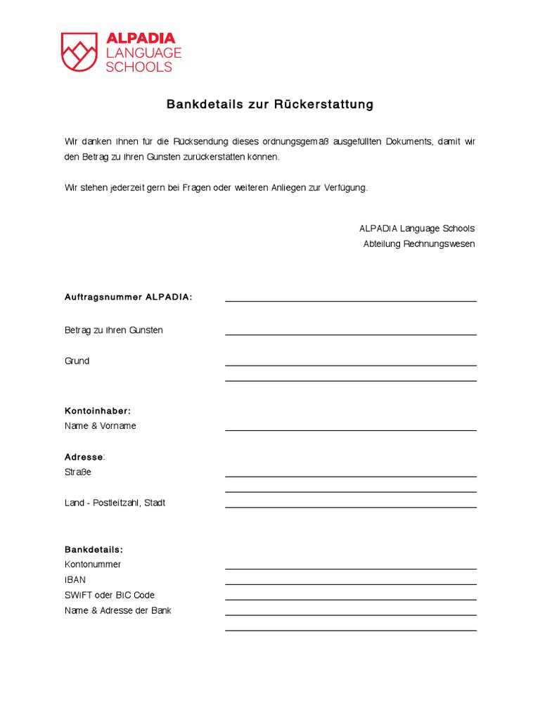 ALPADIA Formular Rückerstattung PDF
