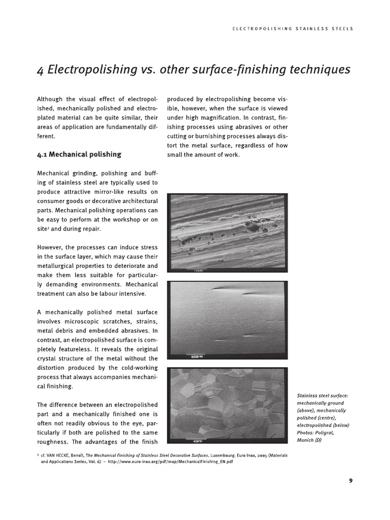 Electropolishing Us Mechanical Polish EUROINOX Diferencias PDF