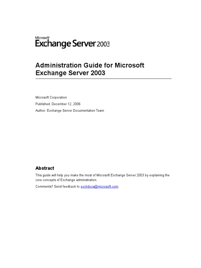 Administration Guide For Microsoft Exchange Server 2003 | PDF | Active ...
