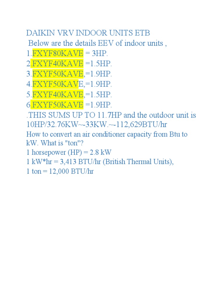 Daikin VRV Indoor Units Etb PDF