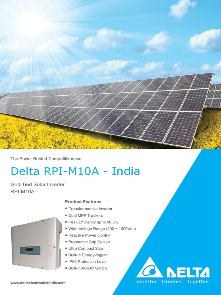Delta Solar Commercial Three Phase 10kw String Inverter Datasheet India ...