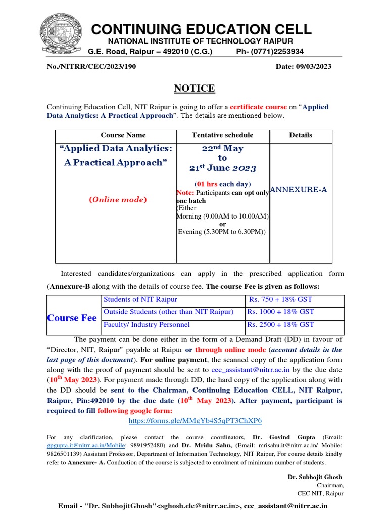 CEC COURSE Details Applied DATA ANALYTICS 03march23 PDF Machine