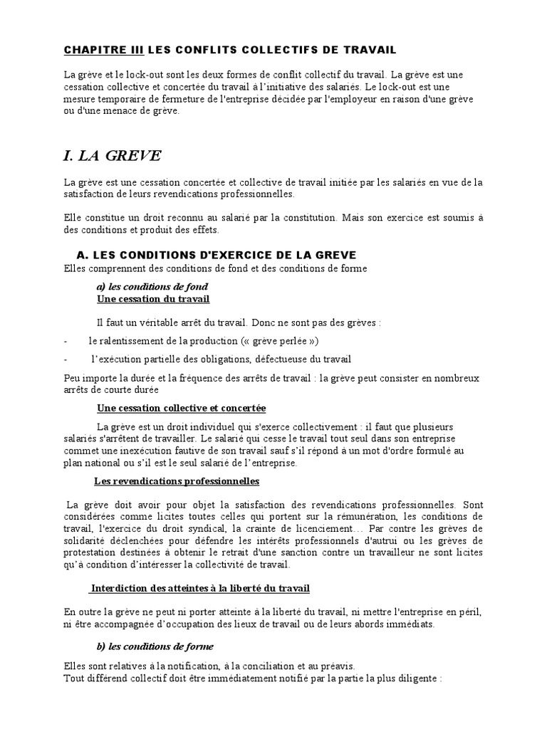 Conflits Collectifs de Travail : Grève et Lock-out | PDF | Grève | Lock-out