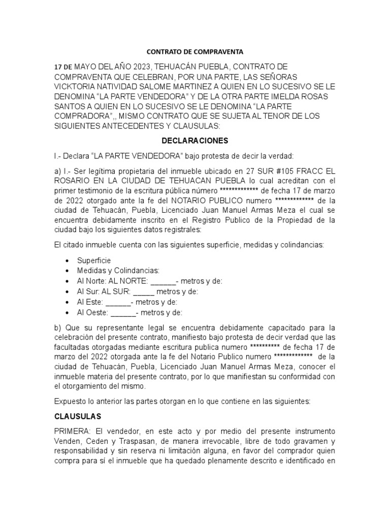 Contrato de Compraventa en Tehuacán | PDF | Justicia | Crimen y violencia