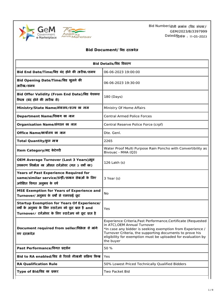 GeM Bidding 4714180 | PDF