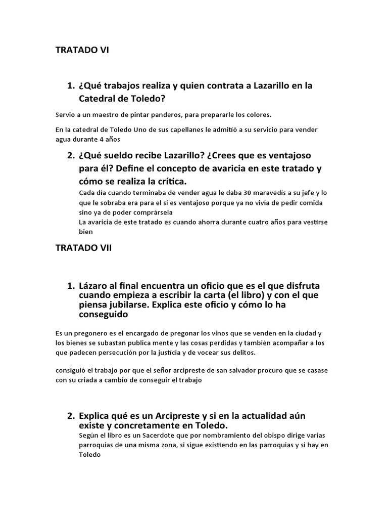 Cuestionario El Lazarillo Tratado6 7 | PDF | Religión y espiritualidad
