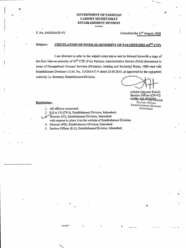 Final Inter-Se-Seniority 43rd CTP List | PDF