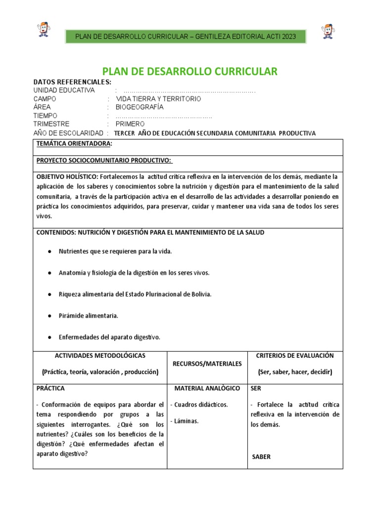 Biogeografía 3ro - Plan de Desarrollo Curricular 2023 | PDF ...
