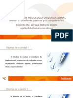 Evaluación en Psicologia Organizacional Sesión 3: Diseño de Puestos Por Competencias