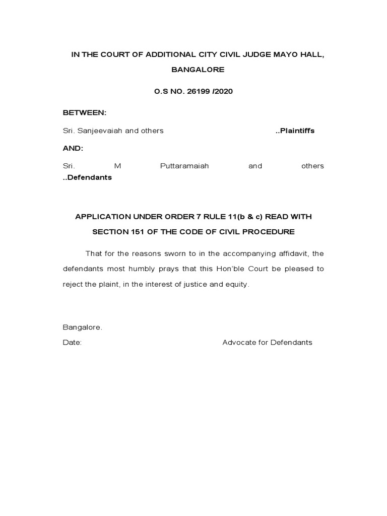 7 Rule 11 Rejection Plaint PDF