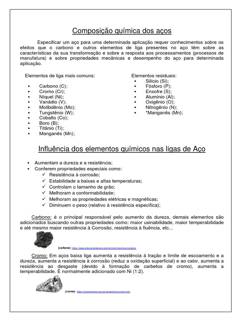 Composição Química do Aço Carbono | PDF