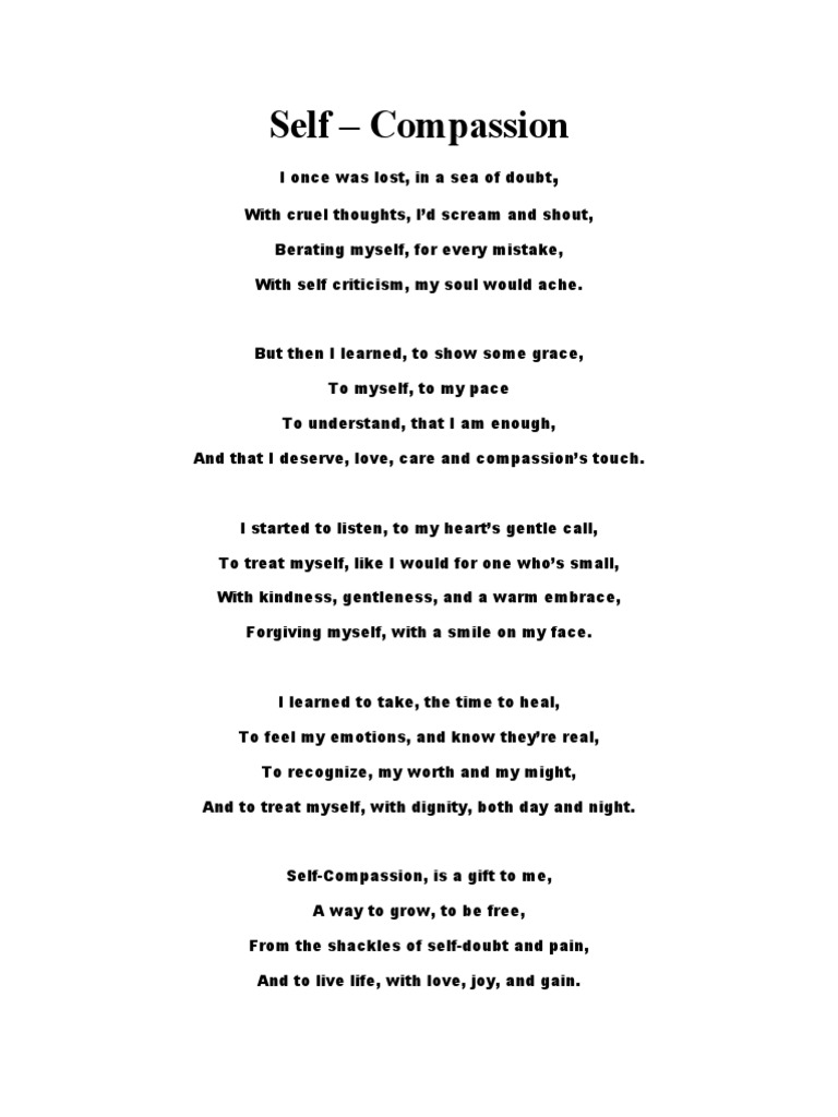 Embracing Self-Compassion Through Poetry | PDF | Self-Improvement