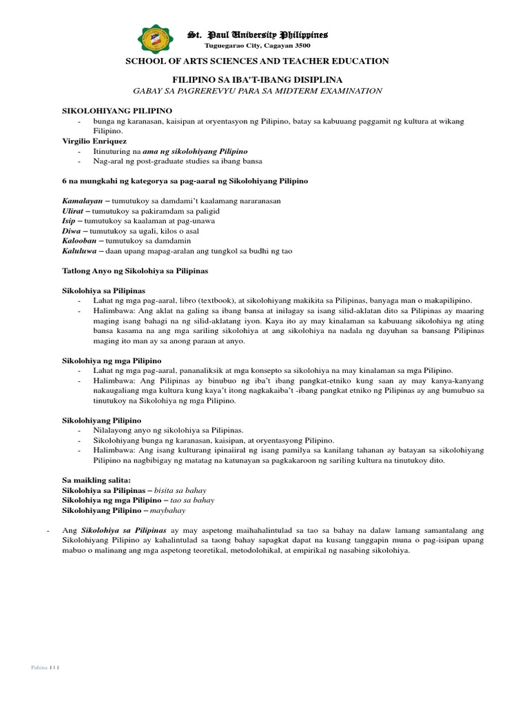 Midterm Exam Reviewer | PDF