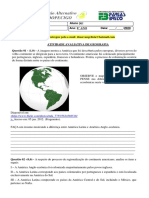 Atividade avaliativa de geografia sobre a regionalização da América