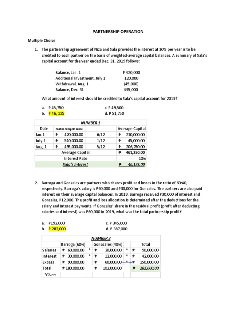 Partnership Capital and Profit Distribution | PDF | Treasury Stock ...