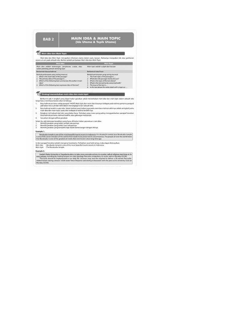 Main Topic Example Essay