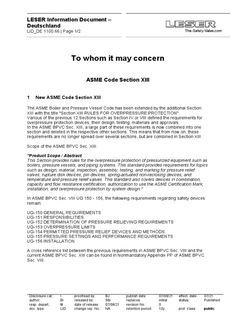 Asme Code XIII en PDF Chemical Engineering Manufactured Goods