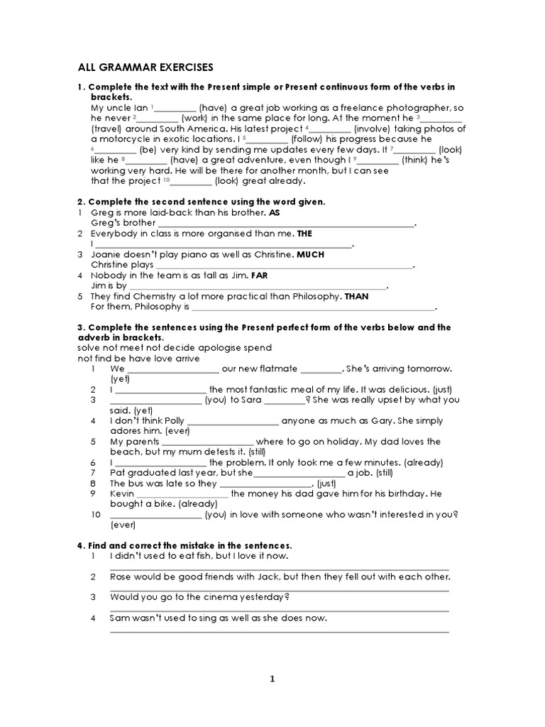 All Grammar Exercises for Practice | PDF | Language Arts & Discipline ...