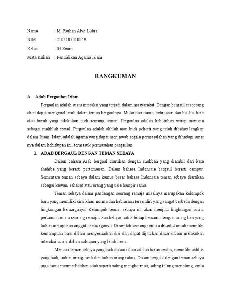 Adab Pergaulan dalam Islam | PDF | Gaya Hidup