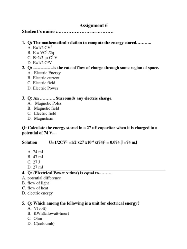Assignments Chapter 6 . PDF Electrical Resistivity And Conductivity Electric Current