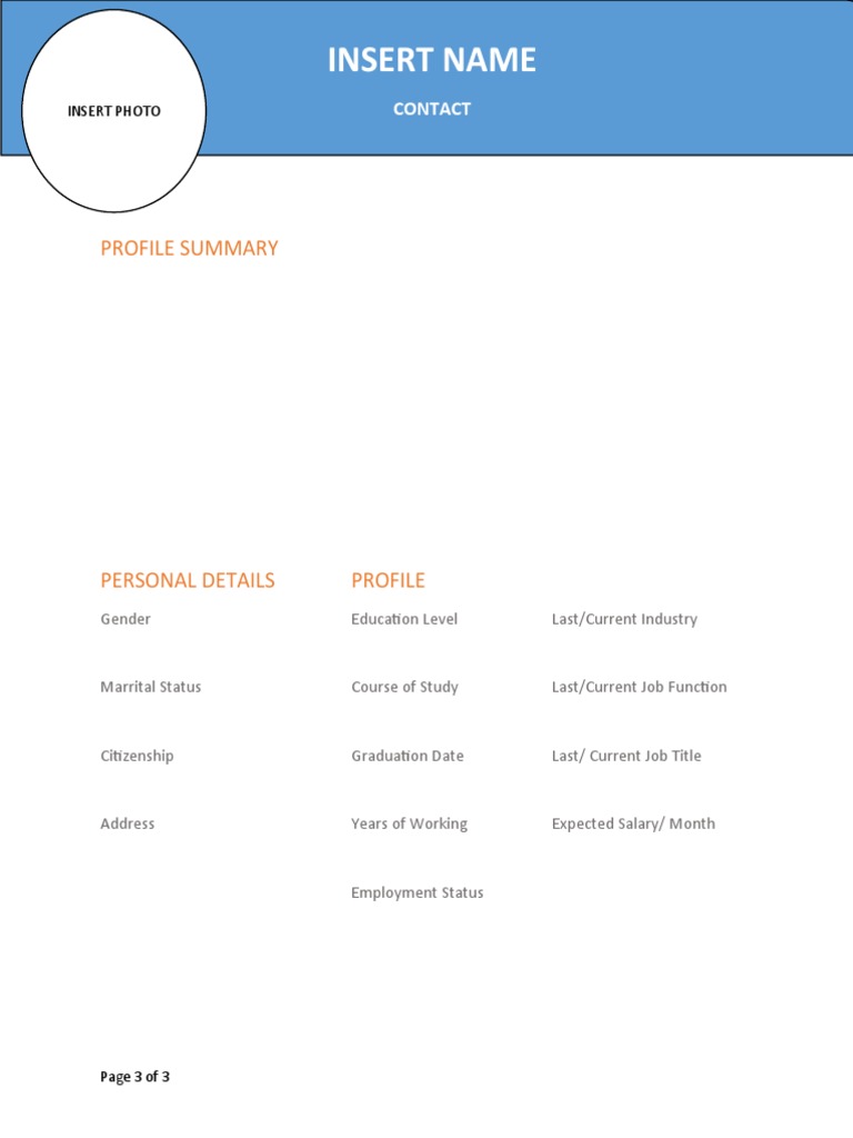 CV Sample Blank PDF
