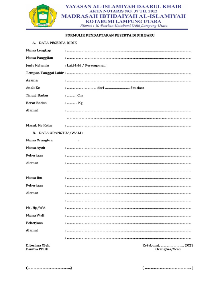 Formulir Ppdb Pdf