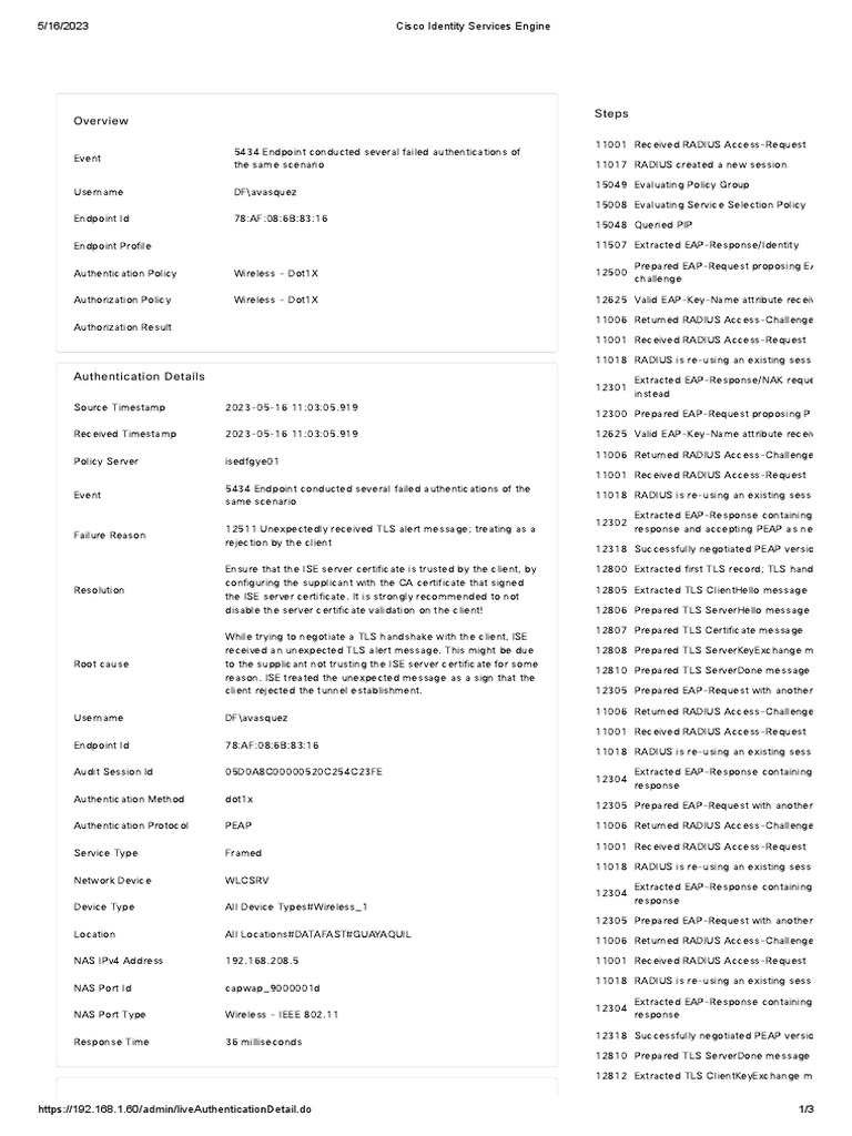 TLS Alert Causes Authentication Failures | PDF | Radius | Transport ...