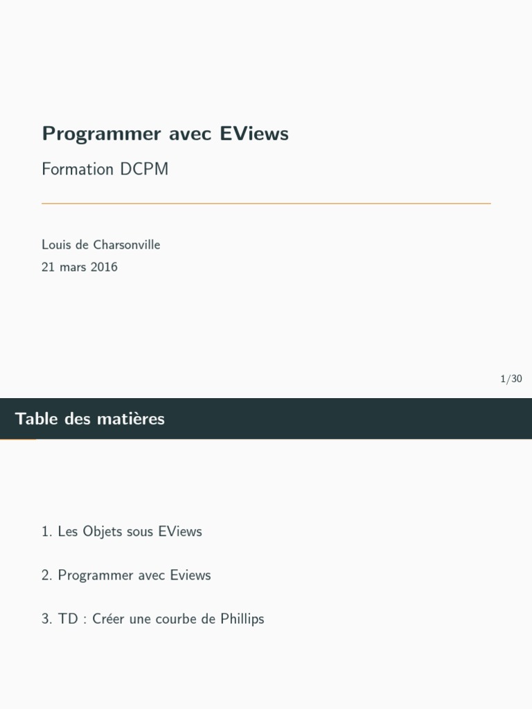 Formation Eviews | PDF