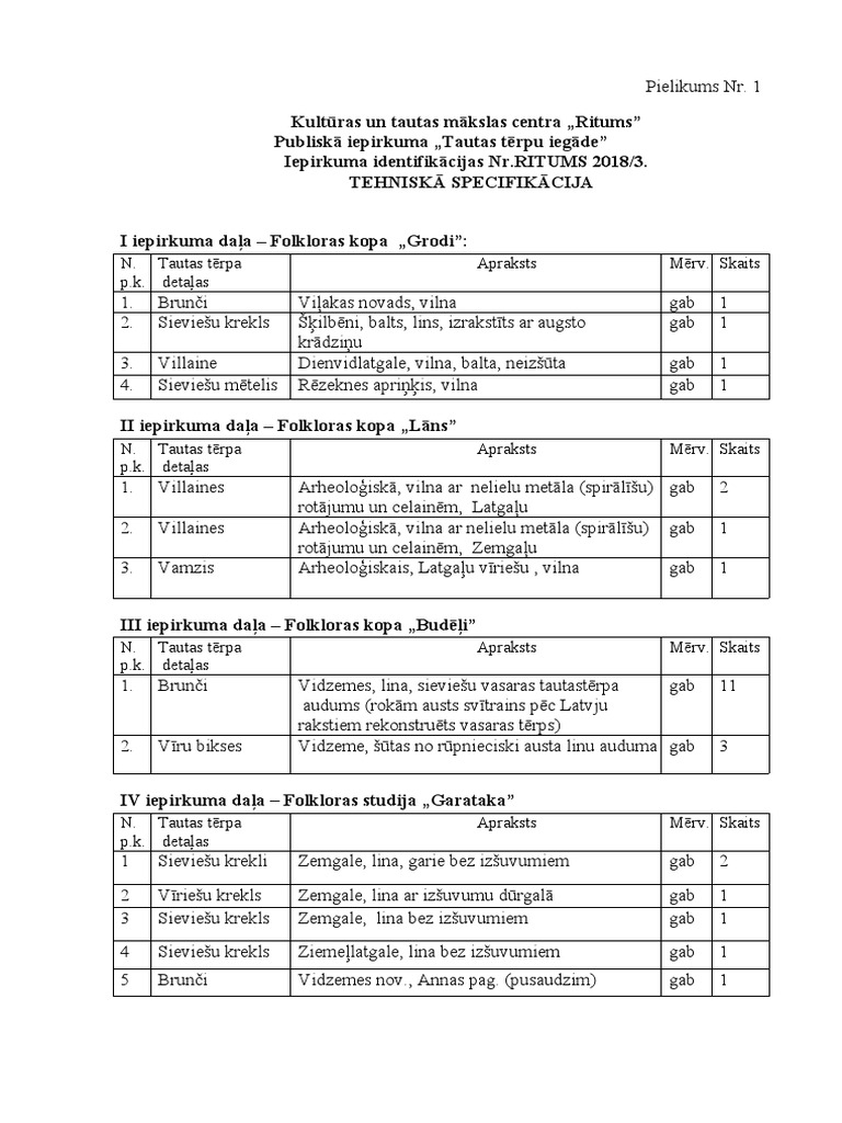 Tehn Specifikacija RITUMS2018 3 | PDF