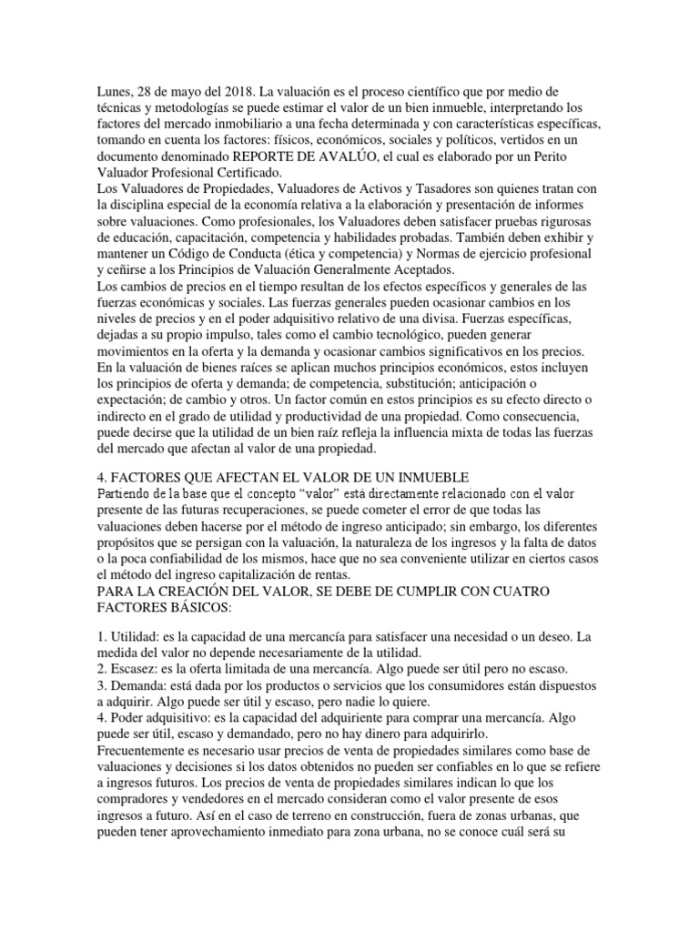 Factores Q Afectan El Valor de Un Terreno o Inmueble | PDF | Valoración ...