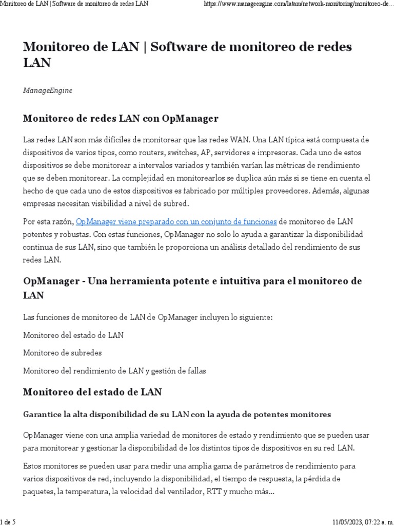 Monitoreo Eficaz de Redes LAN con OpManager | PDF | Red de área local ...