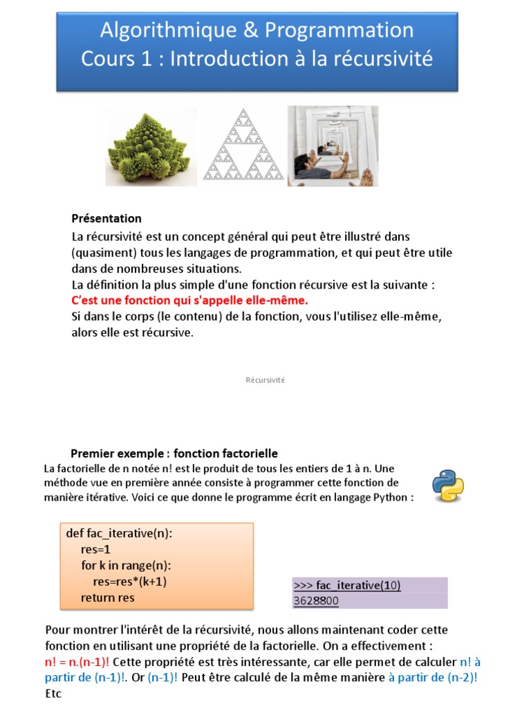 Introduction à la récursivité en Python | PDF | Informatique théorique ...