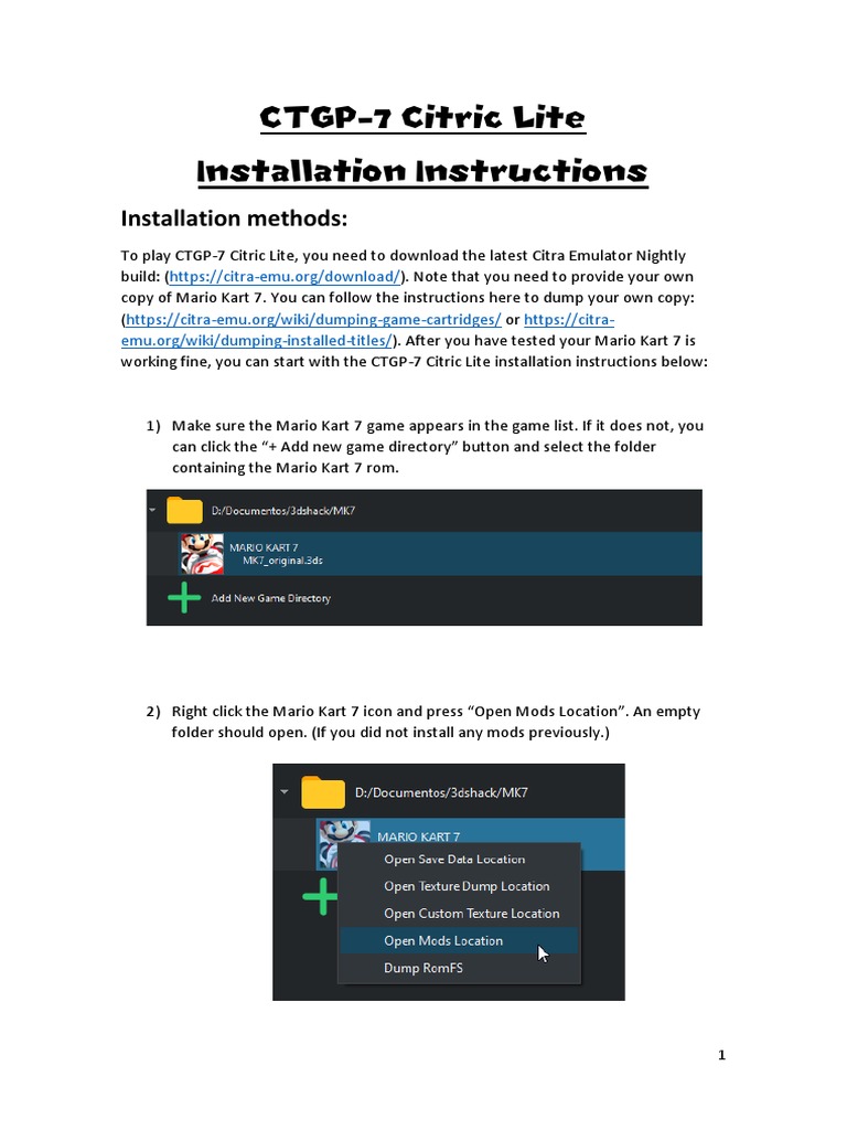 CTGP-7 Citric Lite Installation Guide | PDF