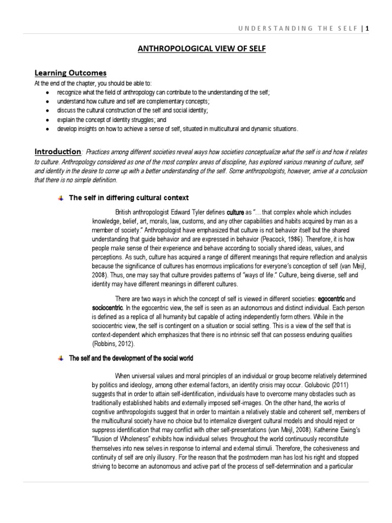 A anthropological view of self pdf identity social science