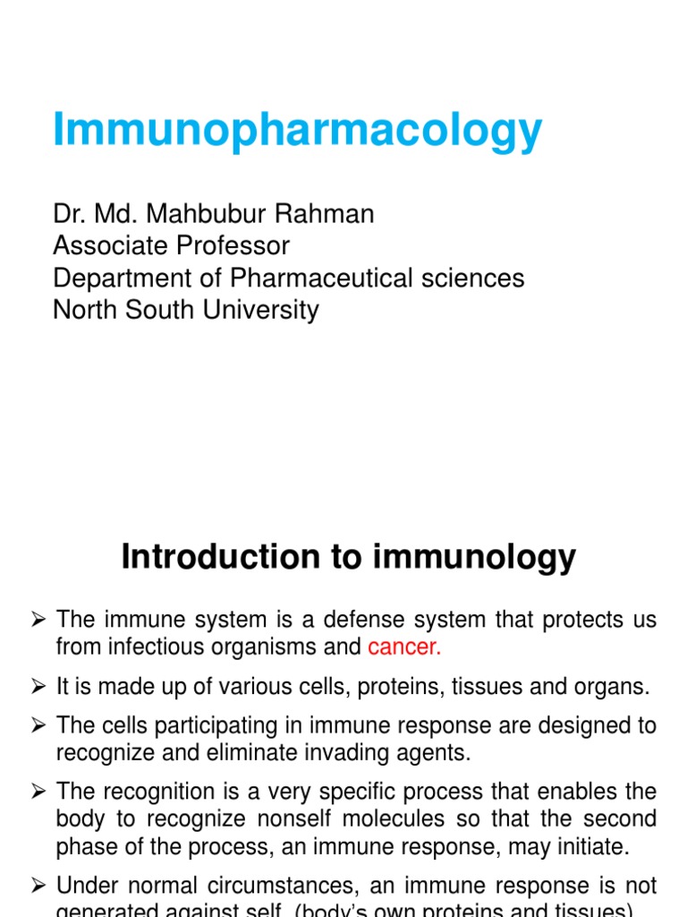 Immunopharmacology - Introduction | PDF | Immune System | Innate Immune ...