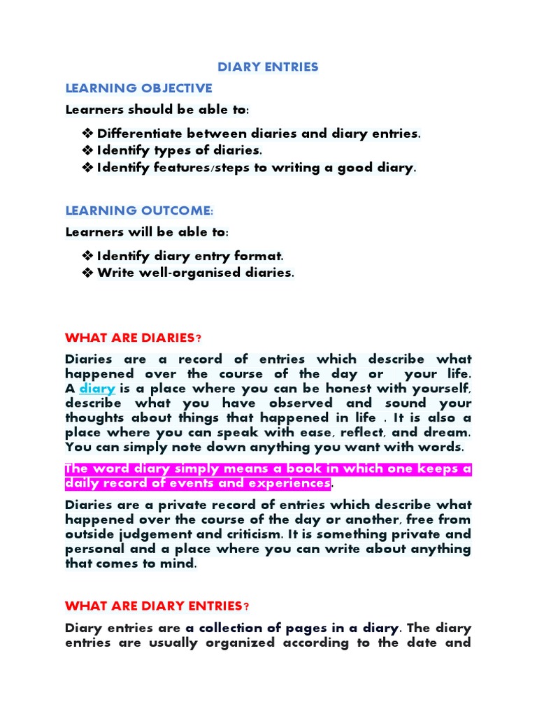 Diary Entry PDF