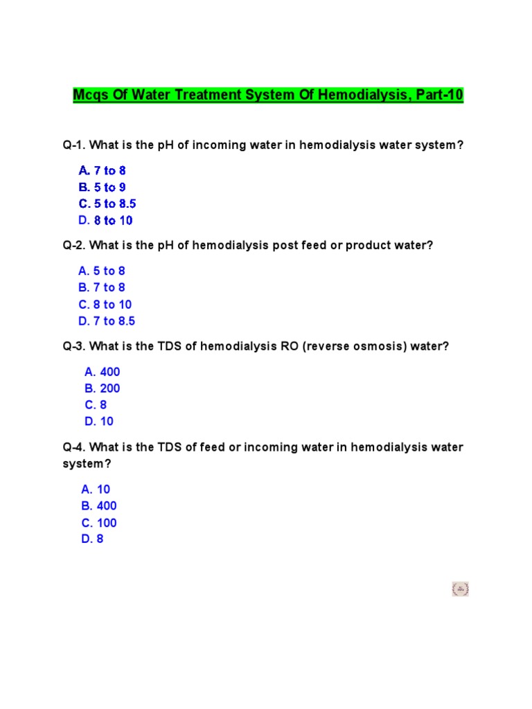 Mastering the Water Treatment System for Hemodialysis A Comprehensive