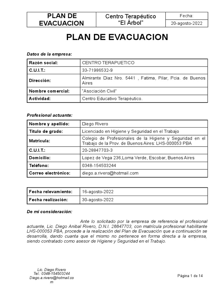 Plan de Evacuacion Cet 2022 | PDF | Emergencia | Policía