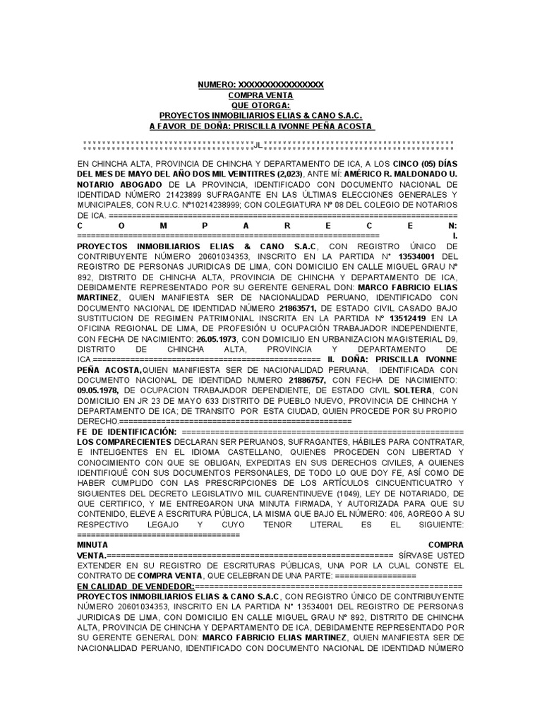 Transferencia de Posesion en Donacion Por Escritura PDF Condominio